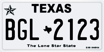 TX license plate BGL2123
