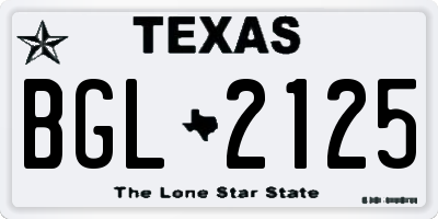 TX license plate BGL2125