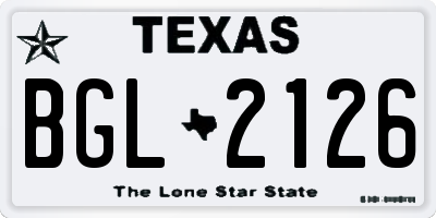 TX license plate BGL2126