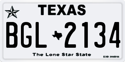 TX license plate BGL2134