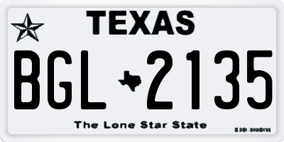 TX license plate BGL2135