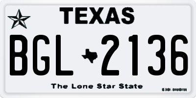 TX license plate BGL2136