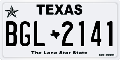 TX license plate BGL2141