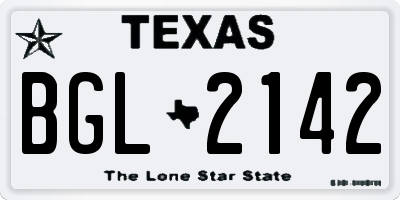 TX license plate BGL2142