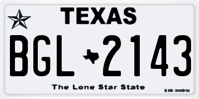 TX license plate BGL2143