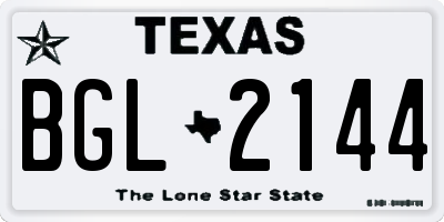 TX license plate BGL2144