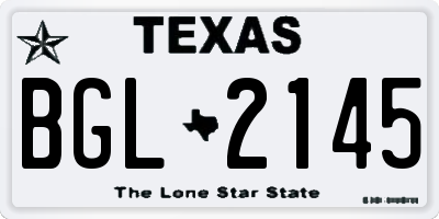 TX license plate BGL2145