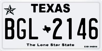 TX license plate BGL2146
