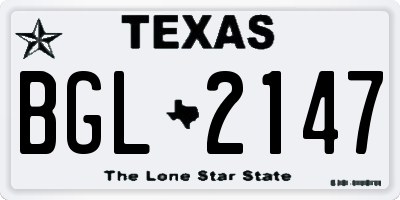TX license plate BGL2147