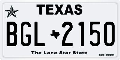 TX license plate BGL2150