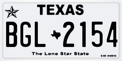 TX license plate BGL2154