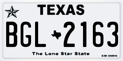 TX license plate BGL2163