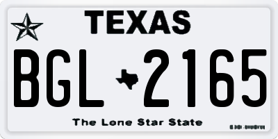 TX license plate BGL2165