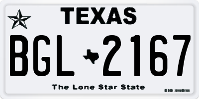 TX license plate BGL2167