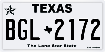 TX license plate BGL2172