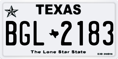 TX license plate BGL2183