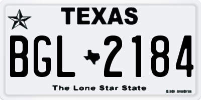 TX license plate BGL2184
