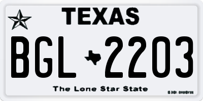 TX license plate BGL2203