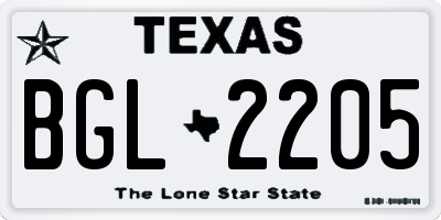 TX license plate BGL2205