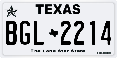 TX license plate BGL2214