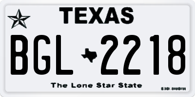 TX license plate BGL2218