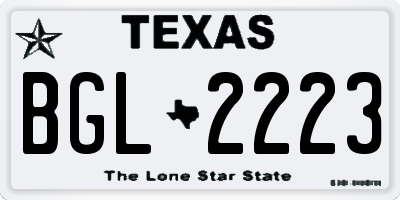 TX license plate BGL2223
