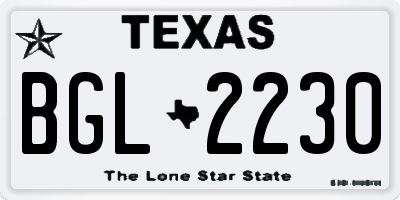 TX license plate BGL2230