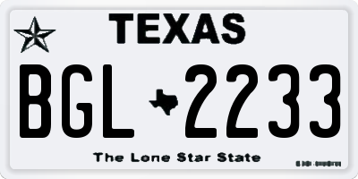 TX license plate BGL2233
