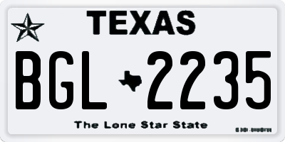 TX license plate BGL2235