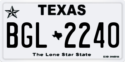 TX license plate BGL2240