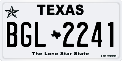 TX license plate BGL2241