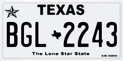 TX license plate BGL2243