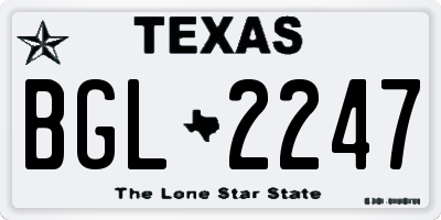 TX license plate BGL2247