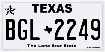 TX license plate BGL2249