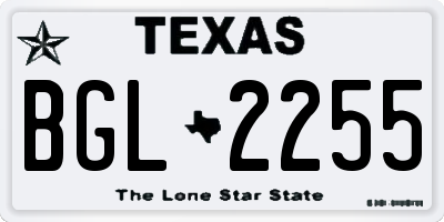 TX license plate BGL2255