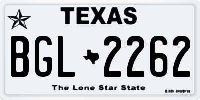 TX license plate BGL2262