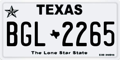 TX license plate BGL2265