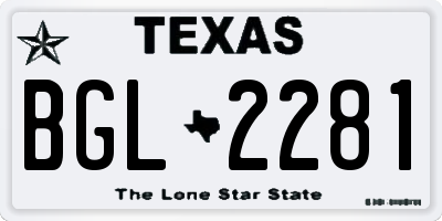 TX license plate BGL2281