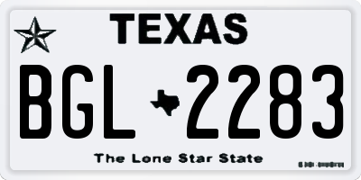 TX license plate BGL2283