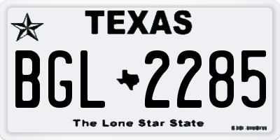 TX license plate BGL2285