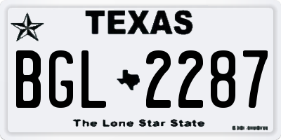 TX license plate BGL2287