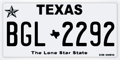 TX license plate BGL2292