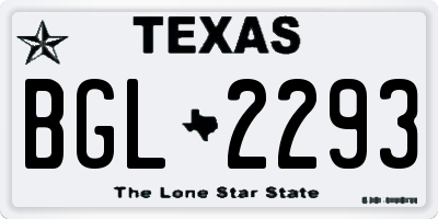 TX license plate BGL2293
