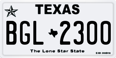 TX license plate BGL2300