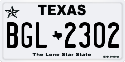 TX license plate BGL2302