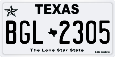 TX license plate BGL2305