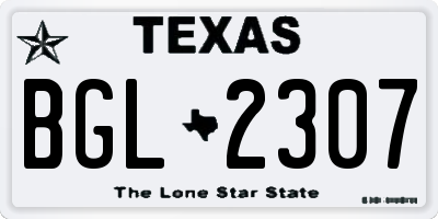 TX license plate BGL2307