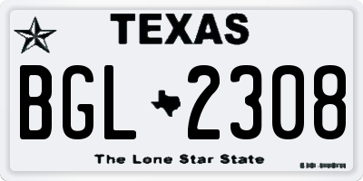 TX license plate BGL2308