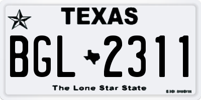 TX license plate BGL2311