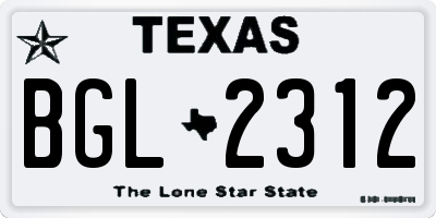 TX license plate BGL2312